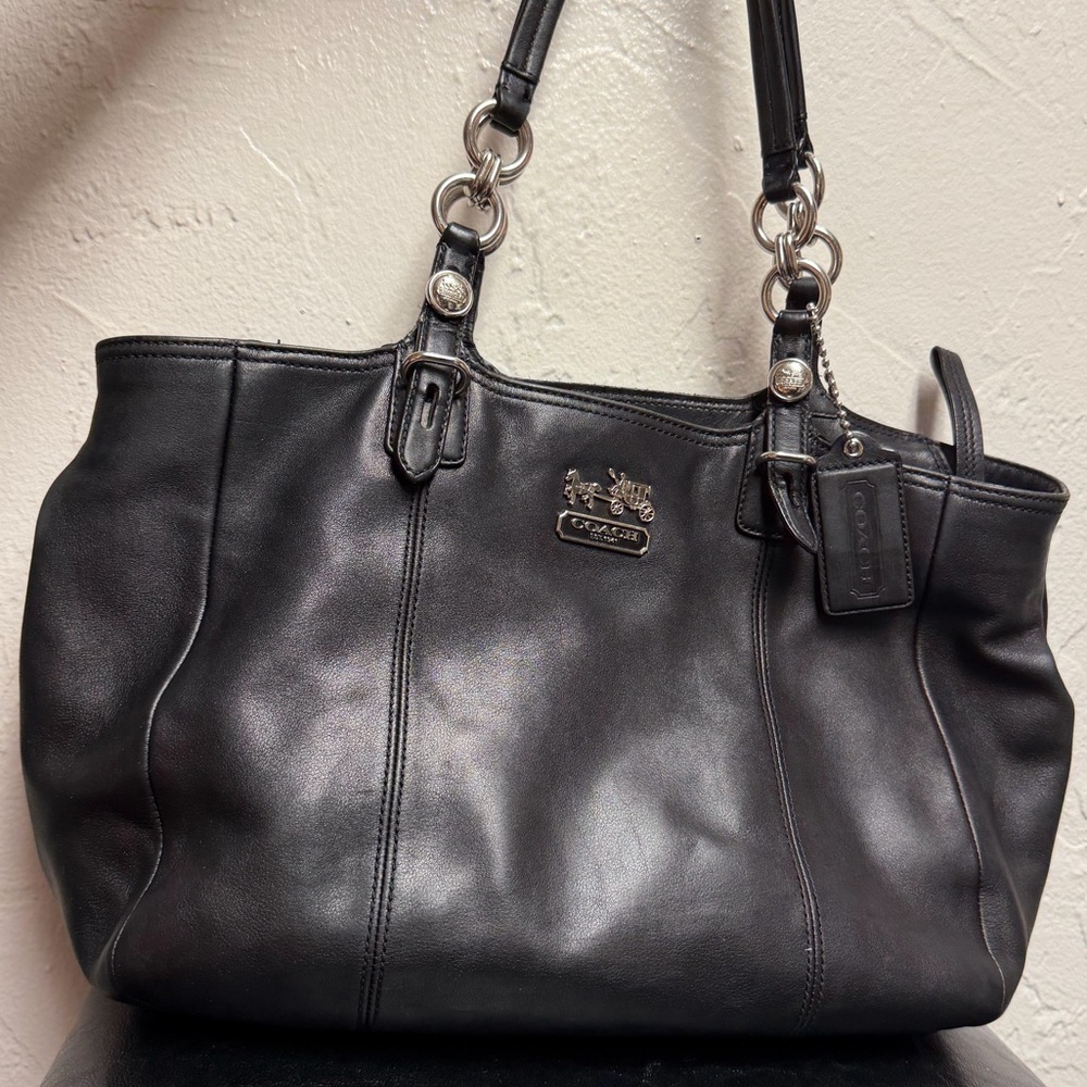 Coach Black Leather Mia East West Gallery tote bag